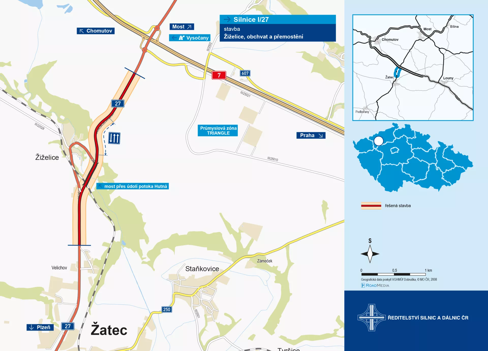 Žiželice, obchvat a přemostění (3,0 km)